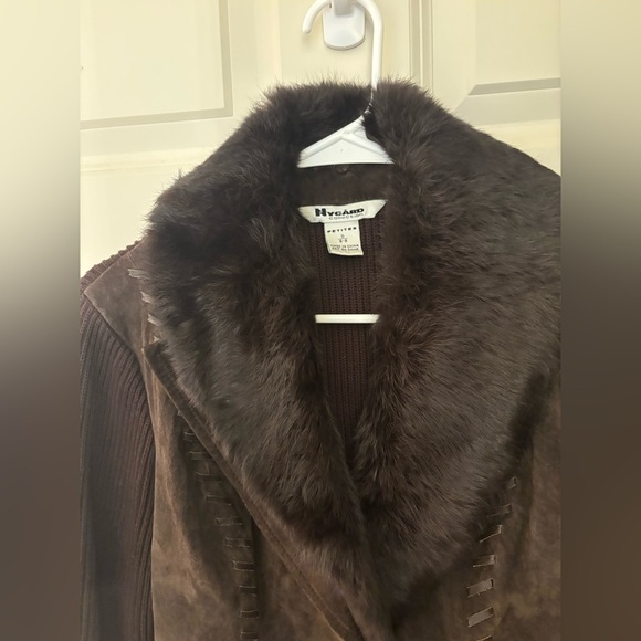 Vintage Y2K Nygard Collection Petite Suede and Faux Fur Sweater, Brown, Size S - Picture 4 of 7